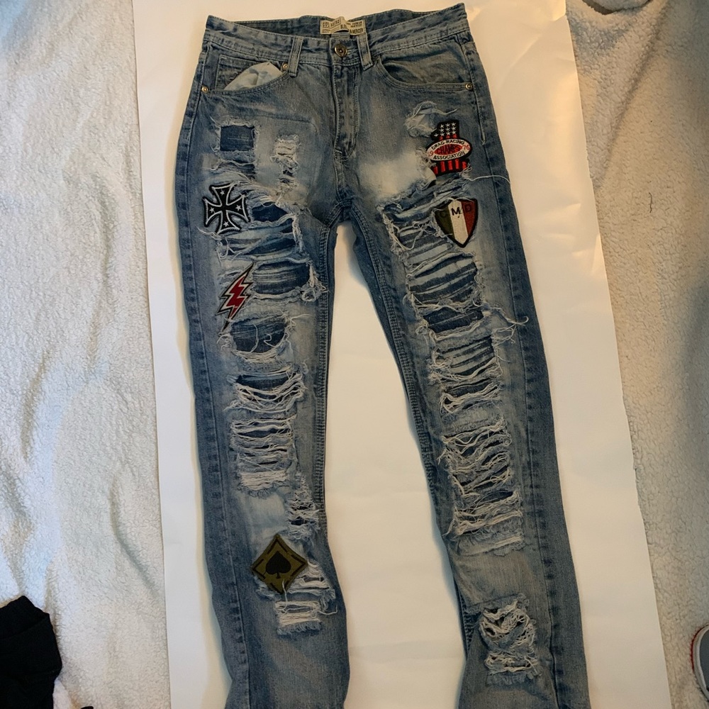 Vintage varsity patch jeans